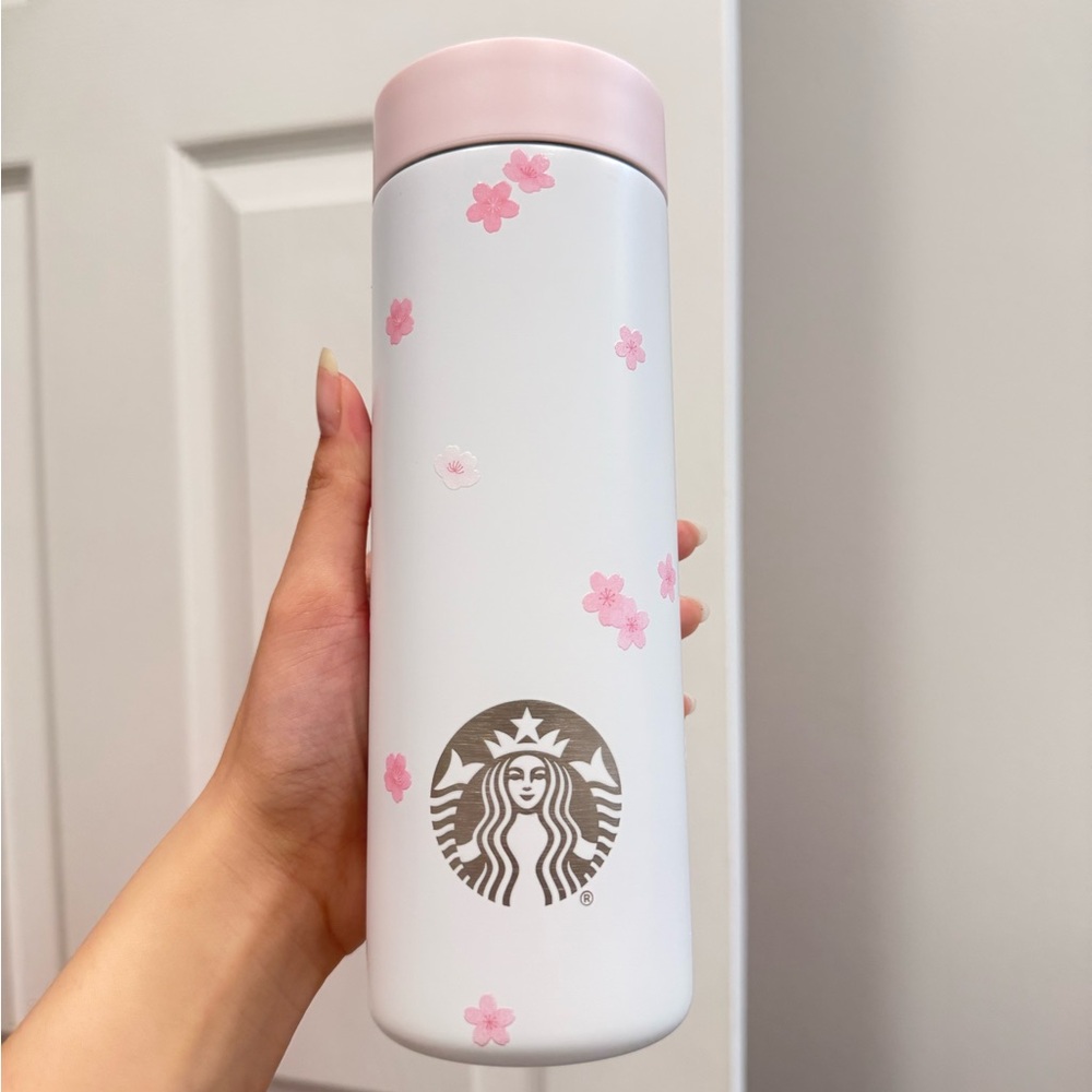 Starbucks White & Pink Sakura Stainless Travel Bottle